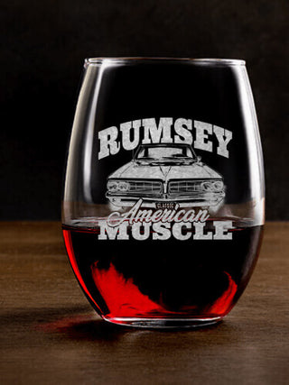 American Muscle Car : Stemless Wine Glasses - Engraved