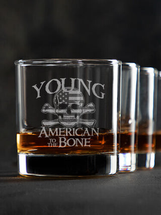 American to the Bone : Rocks Glasses - Engraved