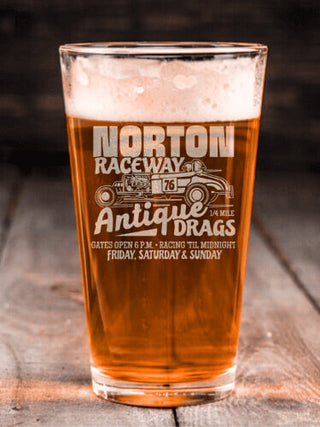 Antique Drag Race : Pint Glasses - Engraved