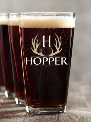 Antler Monogram : Pint Glasses - Color Printed