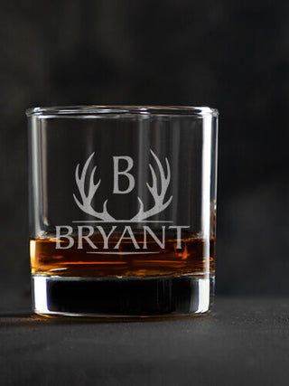 Antler Monogram : Rocks Glasses - Engraved