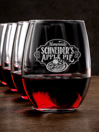 Apple Pie : Stemless Wine Glasses - Engraved