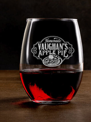 Apple Pie : Stemless Wine Glasses - Engraved