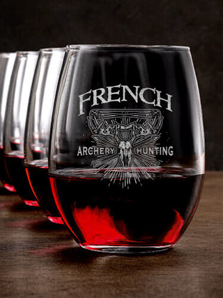 Archery Hunting : Stemless Wine Glasses - Engraved