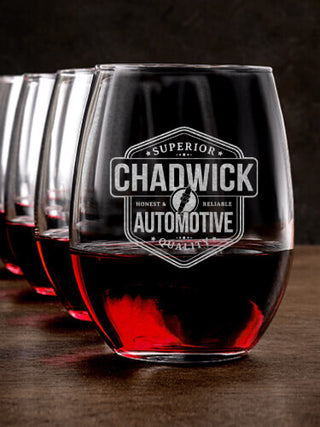 Automotive : Stemless Wine Glasses - Engraved