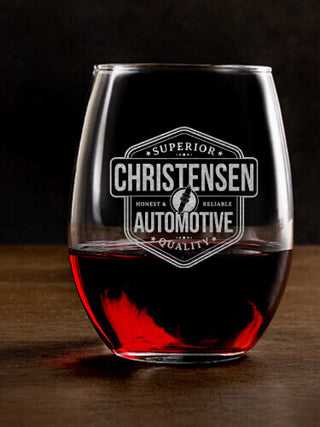 Automotive : Stemless Wine Glasses - Engraved