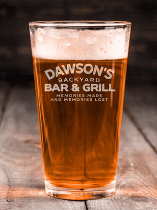 Backyard Bar and Grill : Pint Glasses - Engraved