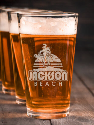 Beach : Pint Glasses - Engraved
