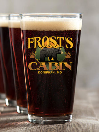 Bear Cabin : Pint Glasses - Color Printed