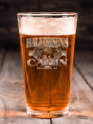 Bear Cabin : Pint Glasses - Engraved