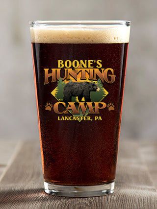 Bear Hunting Camp : Pint Glasses - Color Printed