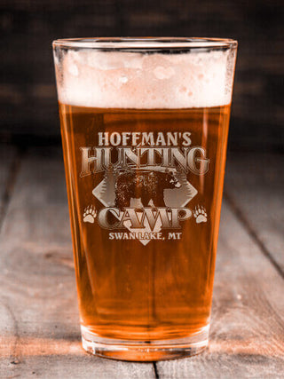 Bear Hunting Camp : Pint Glasses - Engraved