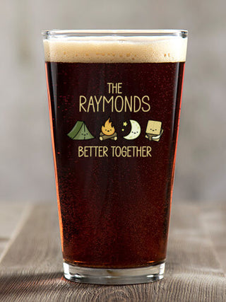 Better Together Camping : Pint Glasses - Color Printed