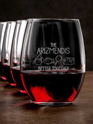 Better Together Fishing : Stemless Wine Glasses - Engraved