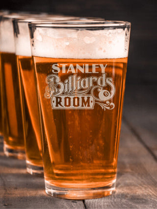 Billiards Room : Pint Glasses - Engraved