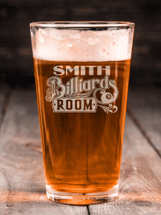 Billiards Room : Pint Glasses - Engraved