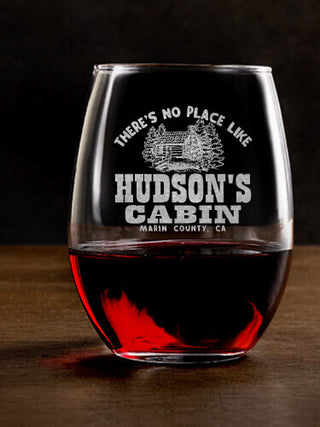Cabin : Stemless Wine Glasses - Engraved
