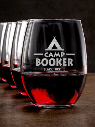 Camp : Stemless Wine Glasses - Engraved