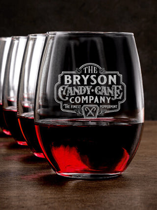 Candy Cane Company : Stemless Wine Glasses - Engraved