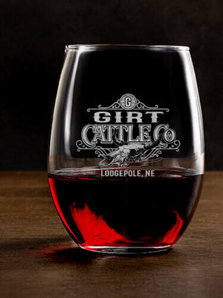 Cattle Company : Stemless Wine Glasses - Engraved