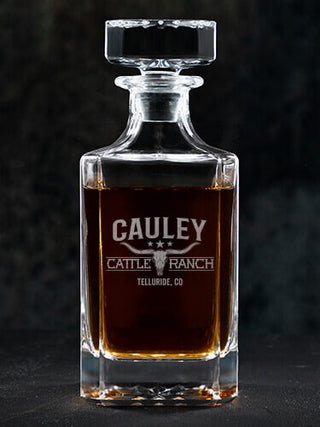 Cattle Ranch : Whiskey Decanter - Engraved