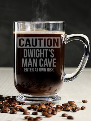Caution Man Cave : Coffee Mugs - Engraved