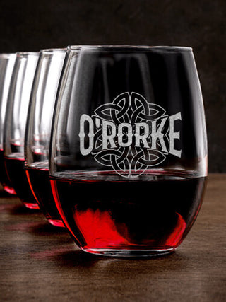 Celtic Heritage : Stemless Wine Glasses - Engraved