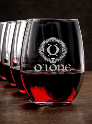 Celtic Wreath Monogram : Stemless Wine Glasses - Engraved