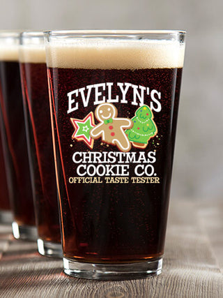 Christmas Cookie Tester : Pint Glasses - Color Printed