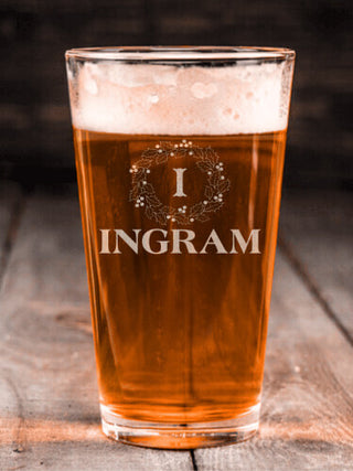 Christmas Monogram : Pint Glasses - Engraved