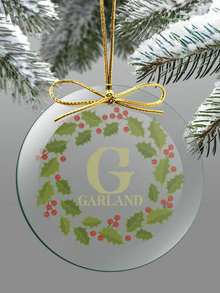 Christmas Monogram : 4 Inch Round Glass Ornament