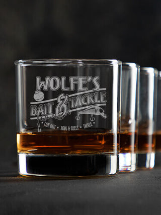 Classic Bait and Tackle : Rocks Glasses - Engraved