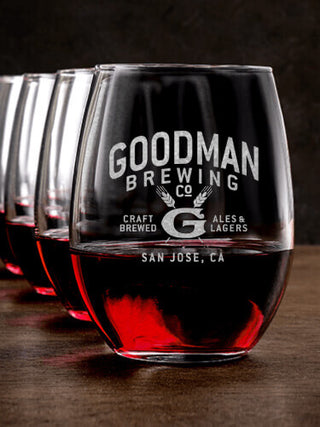 Classic Brewing Company : Stemless Wine Glasses - Engraved