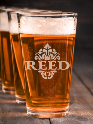Classic Filigree : Pint Glasses - Engraved