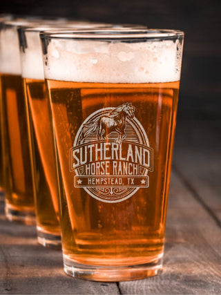 Classic Horse Ranch : Pint Glasses - Engraved