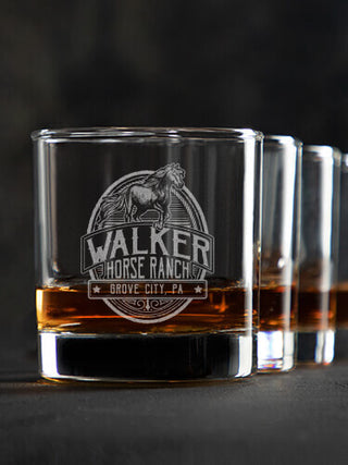 Classic Horse Ranch : Rocks Glasses - Engraved