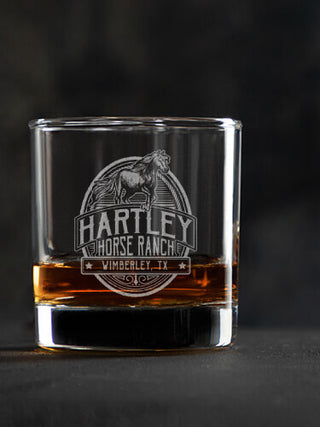 Classic Horse Ranch : Rocks Glasses - Engraved