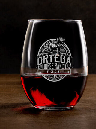 Classic Horse Ranch : Stemless Wine Glasses - Engraved