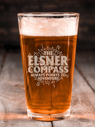 Compass : Pint Glasses - Engraved