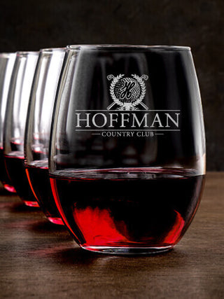 Country Club : Stemless Wine Glasses - Engraved