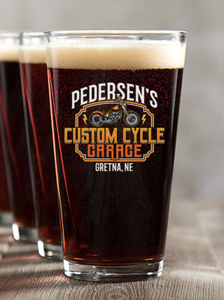 Custom Cycle Garage BP : Pint Glasses - Color Printed