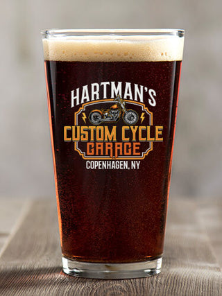 Custom Cycle Garage BP : Pint Glasses - Color Printed