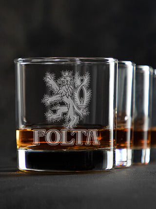 Czech Lion : Rocks Glasses - Engraved