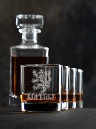 Czech Lion : Decanter Rocks Glass Gift Sets - Engraved