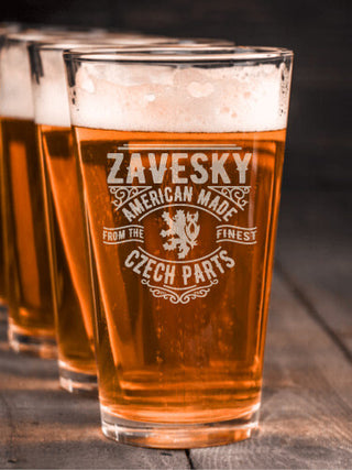 Czech Parts : Pint Glasses - Engraved