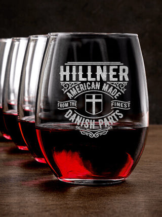 Danish Parts : Stemless Wine Glasses - Engraved