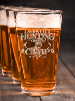 Deer Hunting Camp : Pint Glasses - Engraved