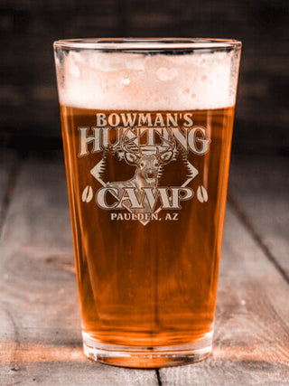 Deer Hunting Camp : Pint Glasses - Engraved