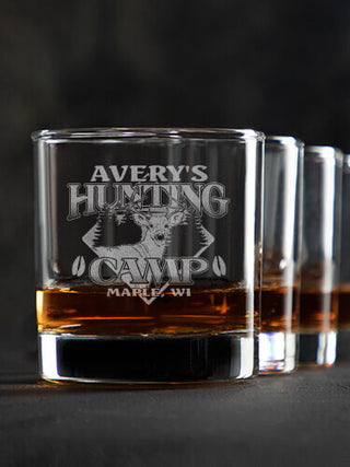 Deer Hunting Camp : Rocks Glasses - Engraved