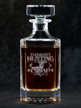 Deer Hunting Camp : Whiskey Decanter - Engraved